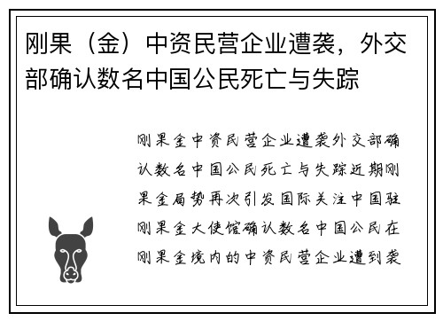 刚果（金）中资民营企业遭袭，外交部确认数名中国公民死亡与失踪